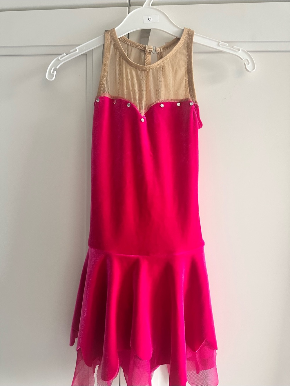 Hamilton's Theatrical "Pixie" Fuchsia Pink Velvet & Mesh Dance Costume Dress